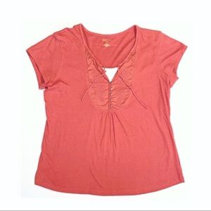 NORTHCREST DUETS Women's Orange Short Sleeve Top